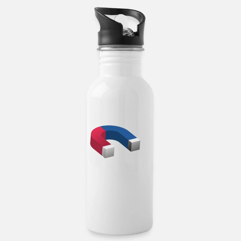 Magnet - Trinkflasche mit integriertem Trinkhalm - Weiß