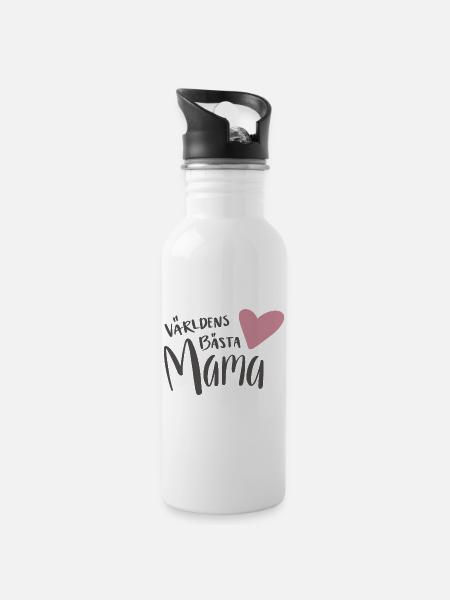 Die beste Mama der Welt - Trinkflasche mit integriertem Trinkhalm - Weiß