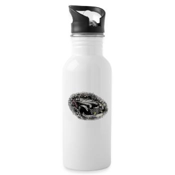 Nostalgic Old American Dream Car - Water bottle with straw - white - Right