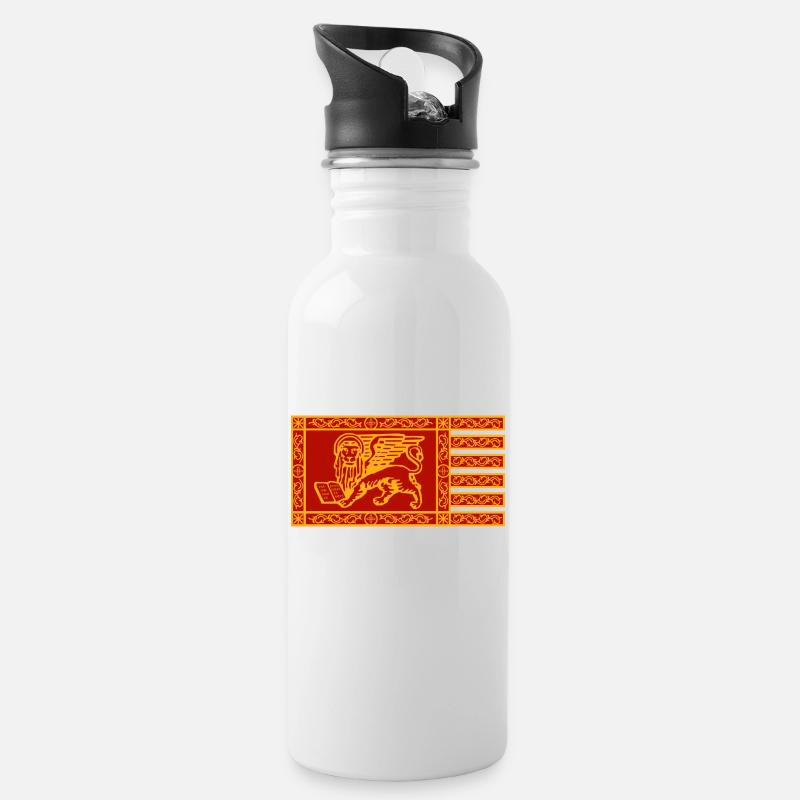 Venedig Flagge - Trinkflasche mit integriertem Trinkhalm - Weiß