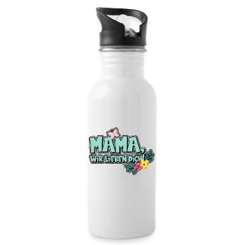 Mama, wir lieben dich! - Trinkflasche mit integriertem Trinkhalm - Weiß - Rechts