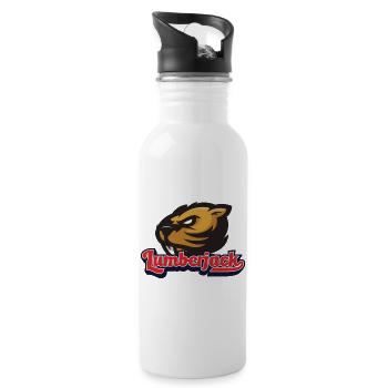 Lumberjack Design Lumberjack Hatchet Wood Shavings Beaver - Water bottle with straw - white - Right
