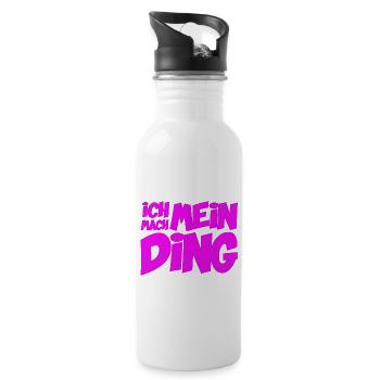 Ich mach mein Ding | Motivation Optimist - Trinkflasche mit integriertem Trinkhalm - Weiß - Rechts