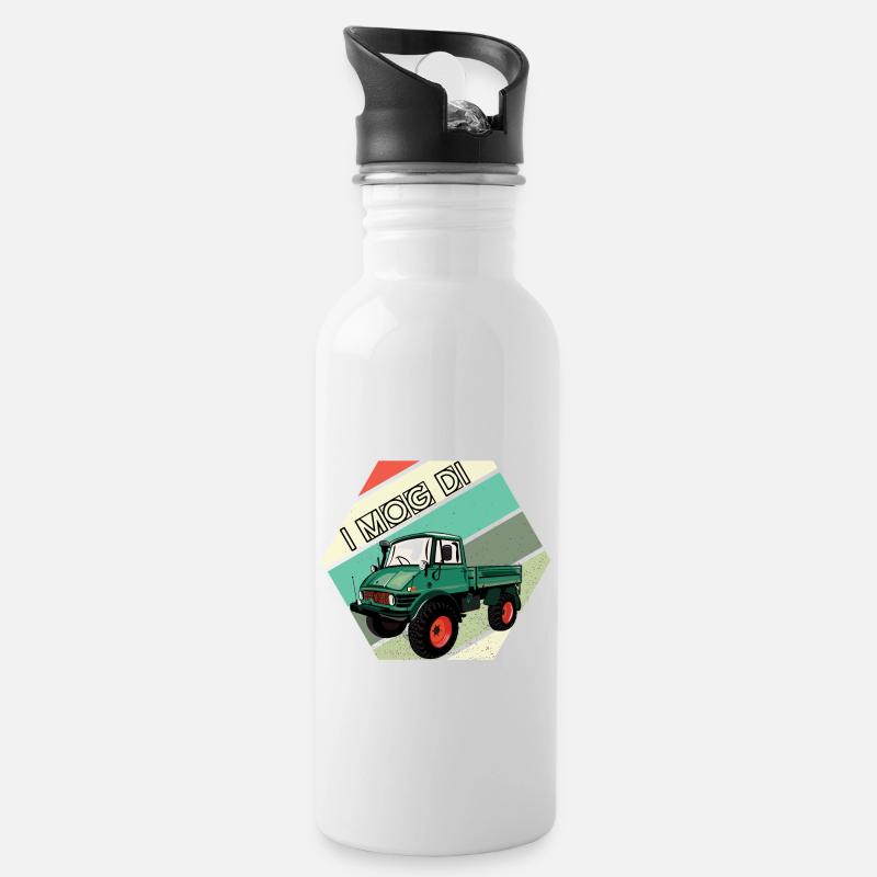 I MOG DI - Unimog - Oldtimer - Offroad - Trinkflasche mit integriertem Trinkhalm - Weiß