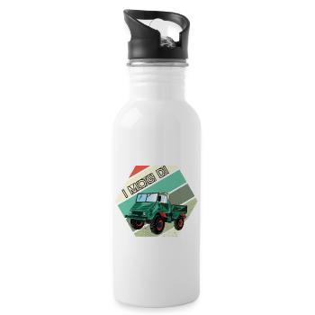 I MOG DI - Unimog - Oldtimer - Offroad - Trinkflasche mit integriertem Trinkhalm - Weiß - Rechts