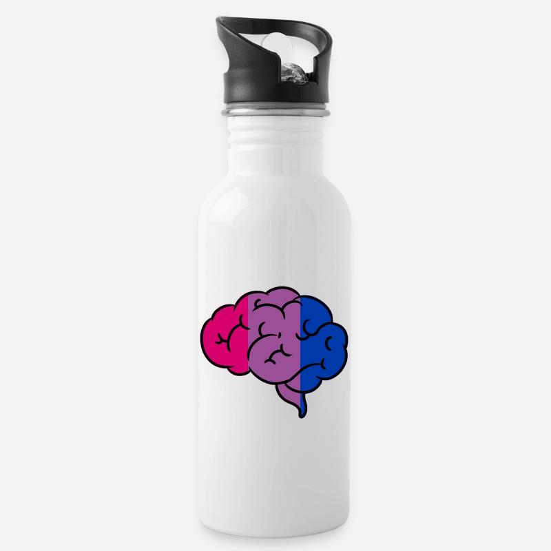 Bisexual Brain Bi Pride - Water bottle with straw - white