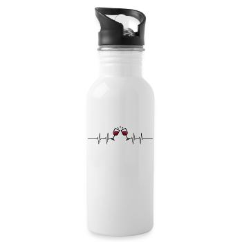 Wein Herzschlag Puls I love wine - Trinkflasche mit integriertem Trinkhalm - Weiß - Rechts