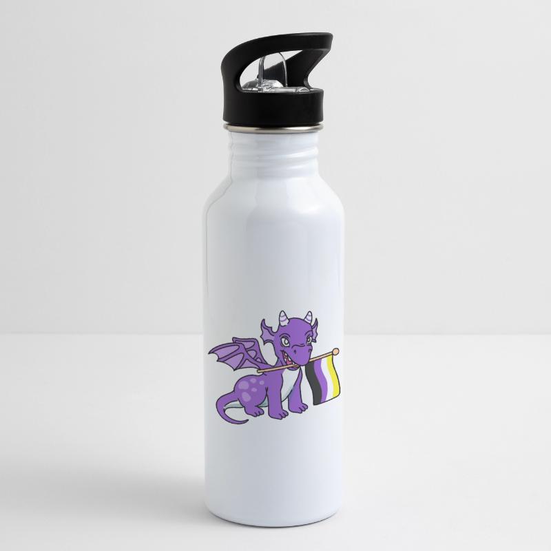 Nonbinary Pride Dragon Nonbinary Pride Gourde avec paille intégrée