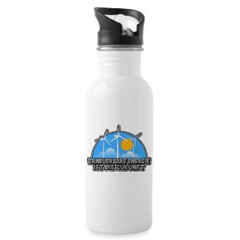 Erneuerbare Energie ist die Zukunft - Trinkflasche mit integriertem Trinkhalm - Weiß - Rechts