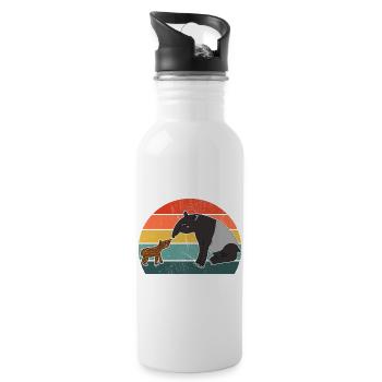 Tapir Familie Mutter Kind Baby Vintage Geschenk - Trinkflasche mit integriertem Trinkhalm - Weiß - Rechts