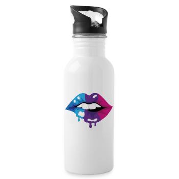 Farbige Lippen - Trinkflasche mit integriertem Trinkhalm - Weiß - Rechts