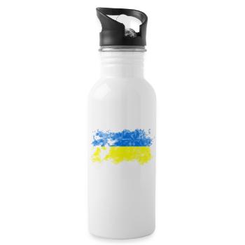 Ukraine - Trinkflasche mit integriertem Trinkhalm - Weiß - Rechts