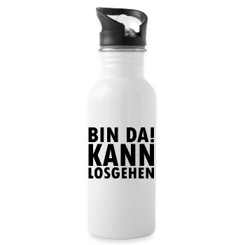 Bin da kann losgehen - Trinkflasche mit integriertem Trinkhalm - Weiß - Rechts