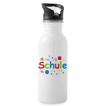 Endlich Schule Einschulung Schüler 1. Klasse - Trinkflasche mit integriertem Trinkhalm - Weiß - Rechts