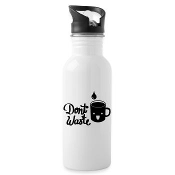 Don`t waste Water - Trinkflasche mit integriertem Trinkhalm - Weiß - Rechts