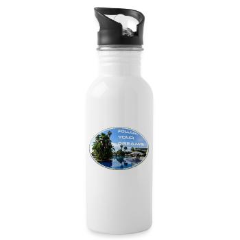 Rêves Vacances Suivre Soleil Plage Palmiers - Gourde avec paille intégrée - blanc - Droite