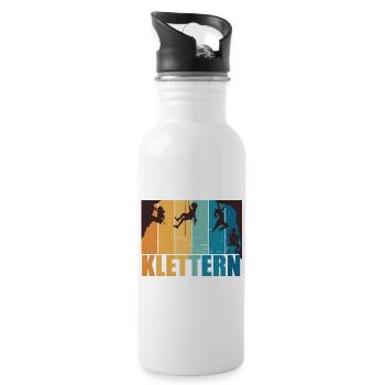 Klettern Bouldern Bergsteigen Berge Vintage - Trinkflasche mit integriertem Trinkhalm - Weiß - Rechts