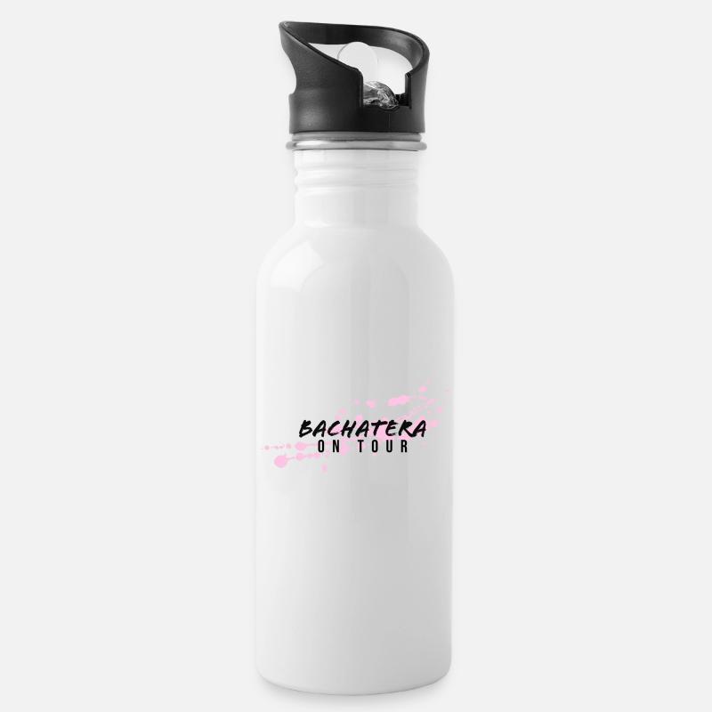 Bachatera On Tour - Trinkflasche mit integriertem Trinkhalm - Weiß