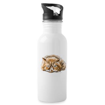 Persian cat cat - Water bottle with straw - white - Right