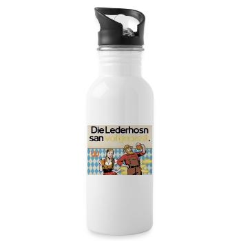 Die Lederhosn san vollgepisst. - Trinkflasche mit integriertem Trinkhalm - Weiß - Rechts