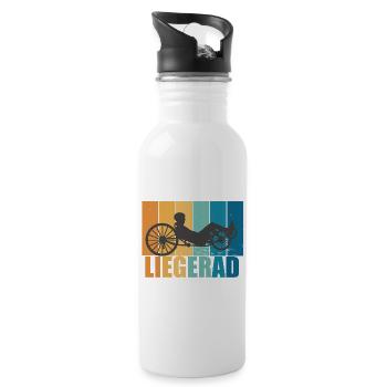 Liegerad Vintage Retro Radsport Bike Geschenk - Trinkflasche mit integriertem Trinkhalm - Weiß - Rechts