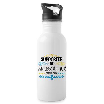 supporteur de Marseille. OM - Gourde avec paille intégrée - blanc - Droite