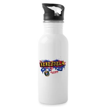Venezuela Graffiti Flaggen Design - Trinkflasche mit integriertem Trinkhalm - Weiß - Rechts