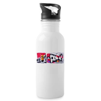 Pop Art 80s Style Banner - Water bottle with straw - white - Right