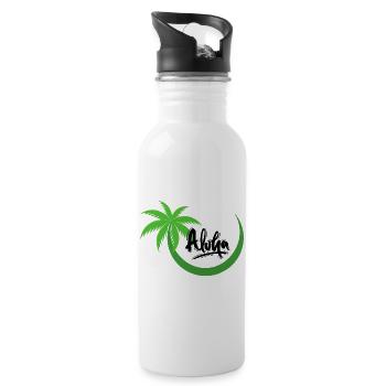 Aloha Palme - Trinkflasche mit integriertem Trinkhalm - Weiß - Rechts