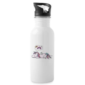 Dreaming unicorn - Water bottle with straw - white - Right
