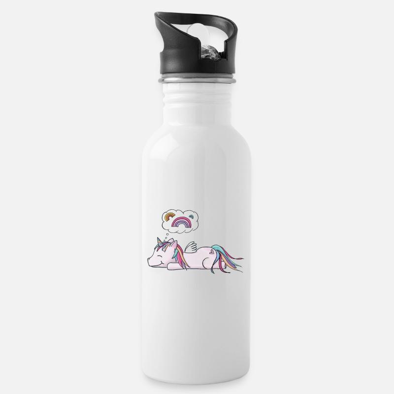 Licorne rêvante - Gourde avec paille intégrée - blanc