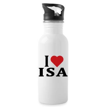 T-Shirt I love Isa T-Shirt Geschenkidee - Trinkflasche mit integriertem Trinkhalm - Weiß - Rechts