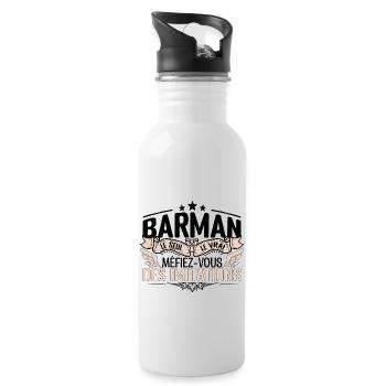 Barman cadeau Barman le vrai Barman - Gourde avec paille intégrée - blanc - Droite