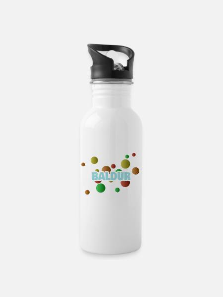 Bällebad Baldur - Trinkflasche mit integriertem Trinkhalm - Weiß