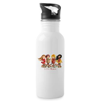 Litte Women - Happy Girls - Kleine Mädchen - Trinkflasche mit integriertem Trinkhalm - Weiß - Rechts
