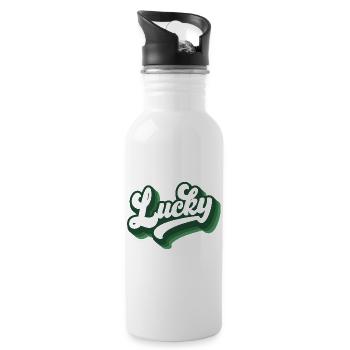 Cadeau de la Saint-Patrick Trèfle Hommes, Femmes, Enfants - Gourde avec paille intégrée - blanc - Droite