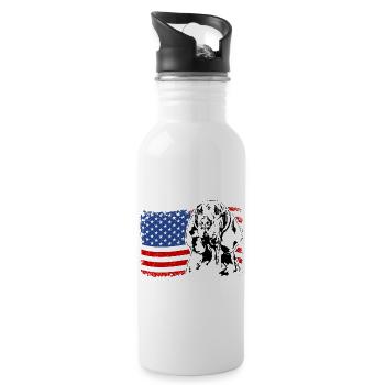 Bracco Italiano America Flag Dogs Wilsigns - Gourde avec paille intégrée - blanc - Droite
