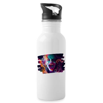 kunst kreativ lustig horror monster techno party - Trinkflasche mit integriertem Trinkhalm - Weiß - Rechts