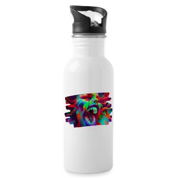 kunst kreativ lustig horror monster techno party - Trinkflasche mit integriertem Trinkhalm - Weiß - Rechts