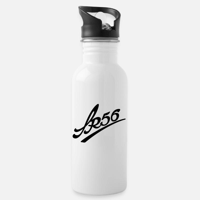 Logo SR56 1c - Gourde avec paille intégrée - blanc