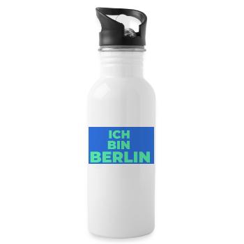 Ich bin Berlin - Trinkflasche mit integriertem Trinkhalm - Weiß - Rechts