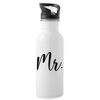 Mr. Matching Paar Verlobung Hochzeit Flitterwochen - Trinkflasche mit integriertem Trinkhalm - Weiß - Rechts