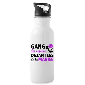 Gang des copines de la mariée humour EVJF cadeau. - Gourde avec paille intégrée - blanc - Droite