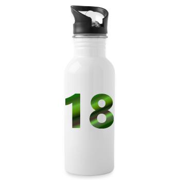 für frau, 18 Grüntöne - Trinkflasche mit integriertem Trinkhalm - Weiß - Rechts