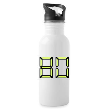 80 YEARS. 80TH ANNIVERSARY. BIRTHDAY 80 YEARS. 80 - Water bottle with straw - white - Right