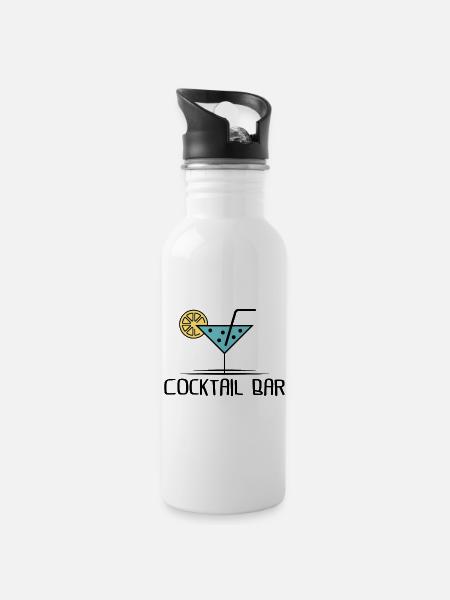 Cocktailbar - Trinkflasche mit integriertem Trinkhalm - Weiß