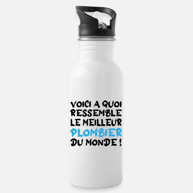 Le meilleur plombier - Gourde avec paille intégrée - blanc