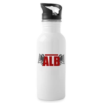 ALB - Albaner - Albanien - Trinkflasche mit integriertem Trinkhalm - Weiß - Rechts