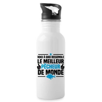 Voici à quoi ressemble meilleur pêcheur du monde - Gourde avec paille intégrée - blanc - Droite
