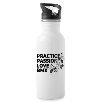 Practice Passion Love BMX - Trinkflasche mit integriertem Trinkhalm - Weiß - Rechts